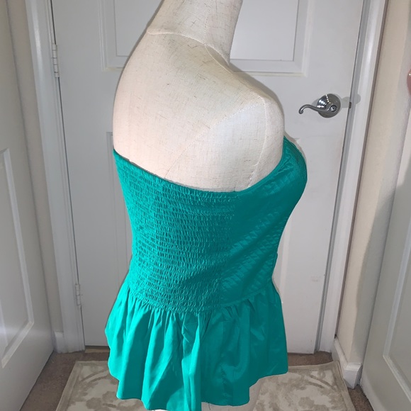 Strapless Green Peplum Waist Top - Rampage - Size M - Picture 2 of 3